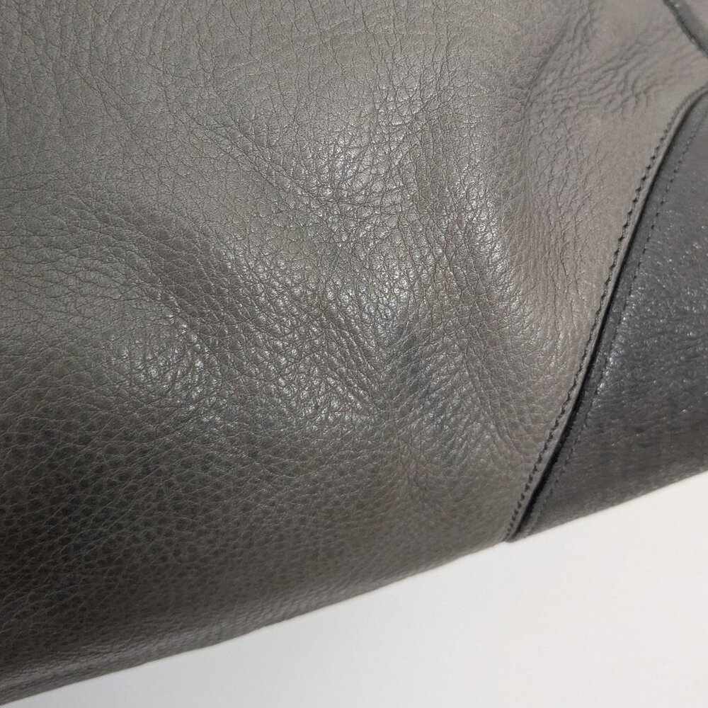 2000s Mulberry Gray Leather Large 2-Way Bag Shoulder Bag Top Handle Bag - Picture 13 of 16